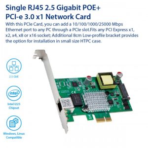 2.5 Gigabit POE+ PCI-e x1 Ethernet Network Card