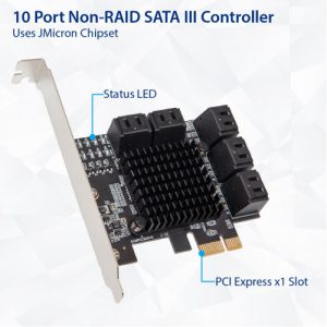 10 Port SATA III to PCIe 3.0 x1 NON-RAID Expansion Card