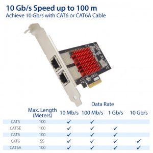 Dual Port 10 Gigabit Ethernet Network Adapter, Intel X550-AT2 Chipset - SY-PEX24069