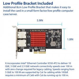 Dual Port 10 Gigabit Ethernet Network Adapter, Intel X550-AT2 Chipset - SY-PEX24069