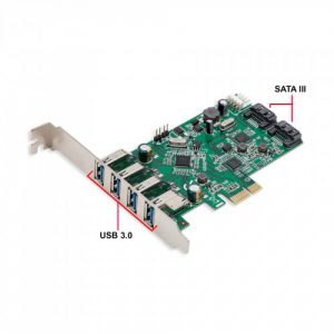 4 Port USB 3.0 and 2 Port SATA III PCI-e 2.0 x1 Card - SD-PEX50064