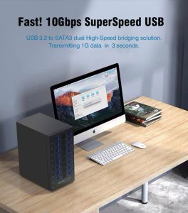 USB 3.2 (10Gbps) Type-C 8 Bay 2.5 Inch and 3.5 Inch SATA Hard Drive External Hard Drive Enclosure - SY-ENC50125