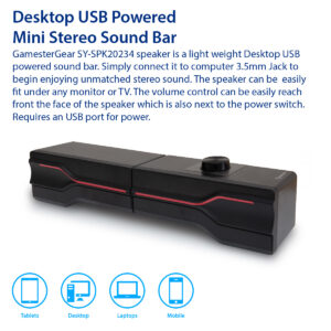 Desktop USB Powered 2-1 RGB Stereo Sound Bar