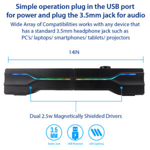 Desktop USB Powered 2-1 RGB Stereo Sound Bar