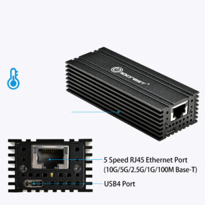 USB 4.0 Type-C 10G Ethernet Adapter, For High-Speed Network Connections, RJ45 port supports 10Gb/s, 5Gb/s, 2.5Gb/s, 1Gb/s and 100Mb/s Base-T